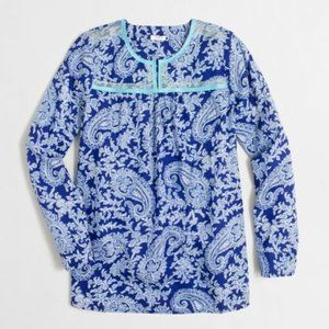 J.Crew Blue Peasant Boho Long Sleeve Tunic M